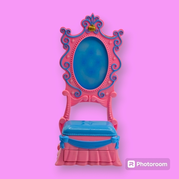 Vintage 2000s Disney Princess Cinderella Magic Mirror Vanity Bench - Picture 1 of 8
